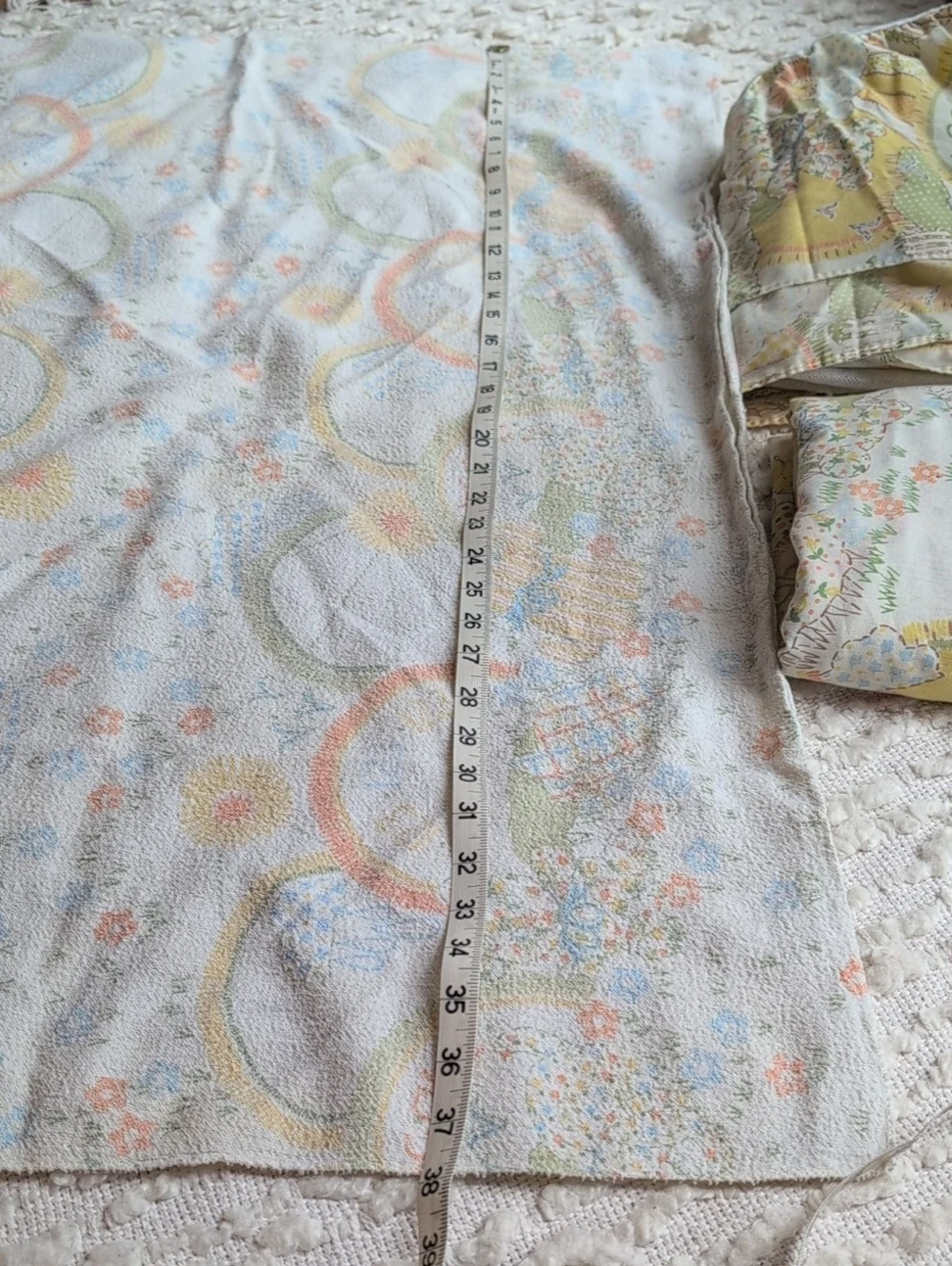 Vintage Sears Perma Prest Baby Pastel Crib Sheet Skirt and Blanket Set 1980s 70s